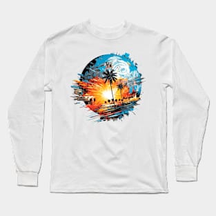 Landscape Tropical Vacation Relaxing Abstract Long Sleeve T-Shirt